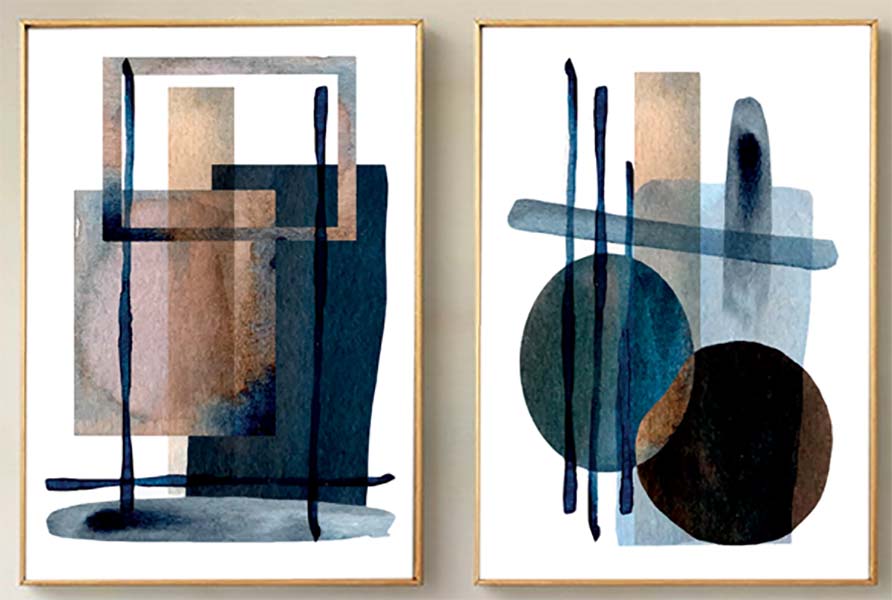 Bộ 2 tranh canvas Trừu tượng (Abstract) - Hình khối - ARTN108 - Ảnh 2
