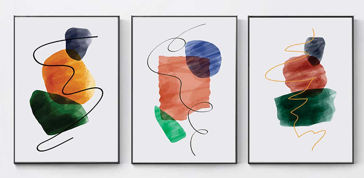 Bộ 3 tranh canvas Trừu tượng (Abstract) - Đường nét - ARTN043 - Ảnh 2