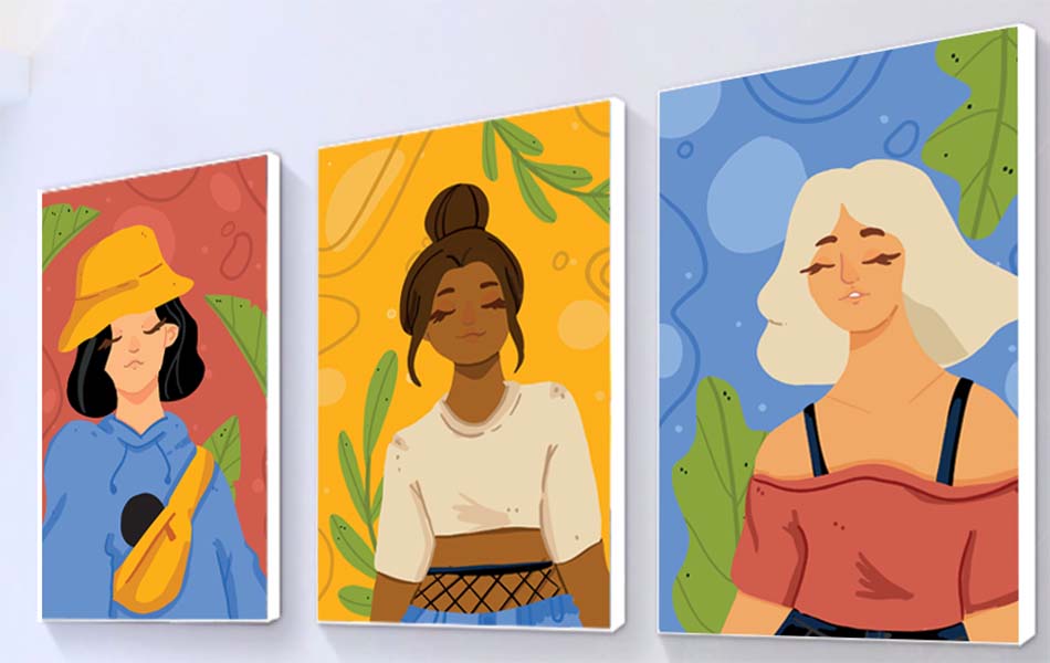 Bộ 3 tranh canvas Tối giản (Minimalism) - Cô gái - ARTN055 - Ảnh 2