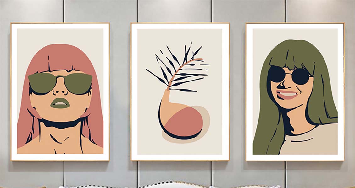 Bộ 3 tranh canvas Tối giản (Minimalism) - Cô gái hiện đại - ARTN067 - Ảnh 2