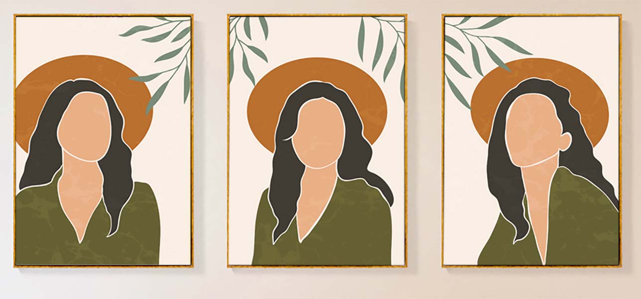 Bộ 3 tranh canvas Tối giản (Minimalism) - Cô gái - ARTN091 - Ảnh 2