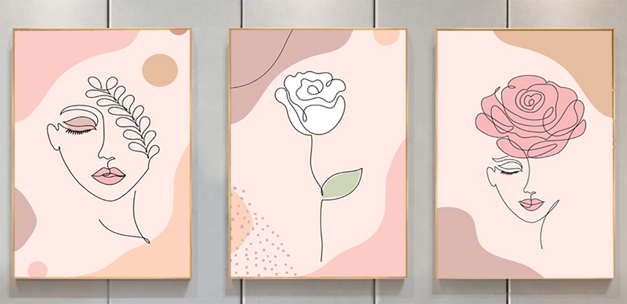 Bộ 3 tranh canvas Tối giản (Minimalism) - Đường nét chân dung - ARTN092 - Ảnh 2