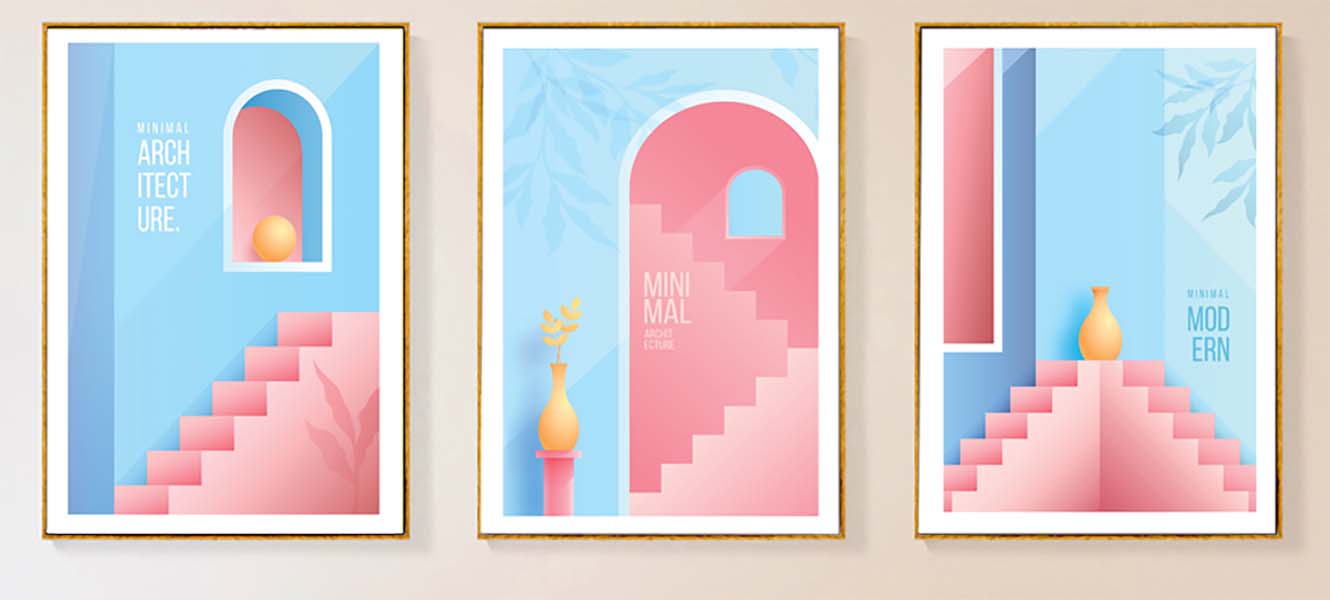 Bộ 3 tranh canvas Tối giản (Minimalism) - Bậc thang - ARTN096 - Ảnh 2