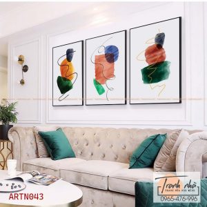 Bộ 3 tranh canvas Trừu tượng (Abstract) - Đường nét - ARTN043