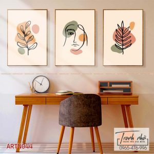 Bộ 3 tranh canvas Tối giản (Minimalism) - Đường nét chân dung - ARTN044