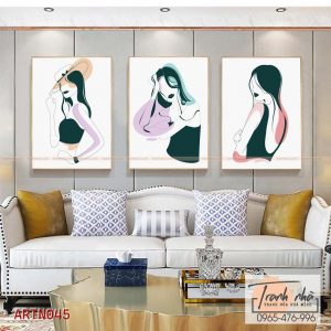 Bộ 3 tranh canvas Tối giản (Minimalism) - Cô gái hiện đại - ARTN045
