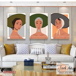 Bộ 3 tranh canvas Tối giản (Minimalism) - Cô gái - ARTN052