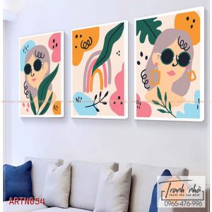Bộ 3 tranh canvas Tối giản (Minimalism) - Cô gái - ARTN054
