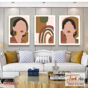 Bộ 3 tranh canvas Tối giản (Minimalism) - Cô gái - ARTN063