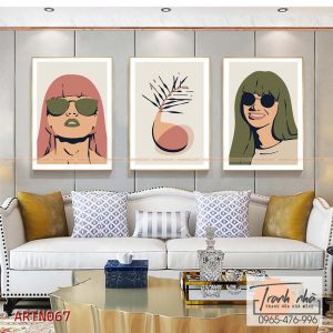Bộ 3 tranh canvas Tối giản (Minimalism) - Cô gái hiện đại - ARTN067