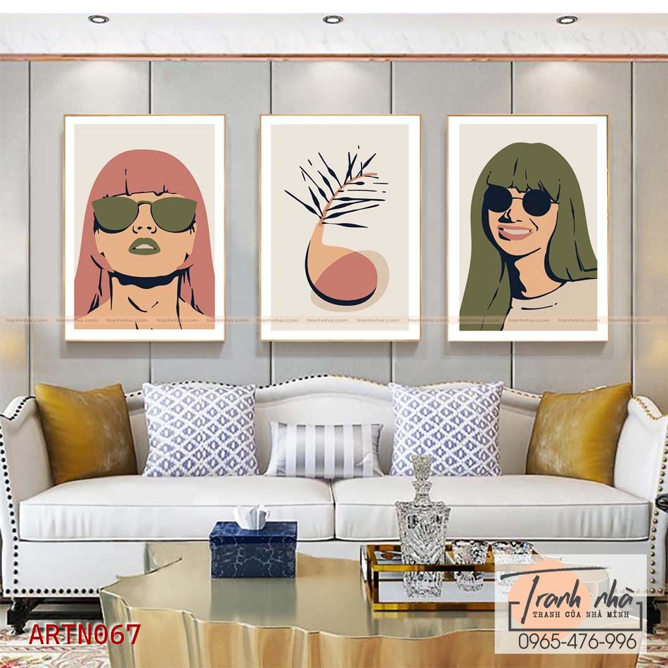 Bộ 3 tranh canvas Tối giản (Minimalism) - Cô gái hiện đại - ARTN067