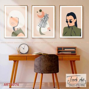 Bộ 3 tranh canvas Tối giản (Minimalism) - Cô gái hiện đại - ARTN074