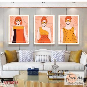 Bộ 3 tranh canvas Tối giản (Minimalism) - Cô gái hiện đại - ARTN076