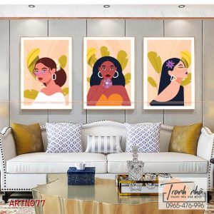 Bộ 3 tranh canvas Tối giản (Minimalism) - Cô gái - ARTN077