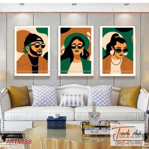 Bộ 3 tranh canvas Tối giản (Minimalism) - Cô gái cá tính - ARTN080