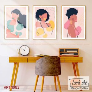 Bộ 3 tranh canvas Tối giản (Minimalism) - Cô gái - ARTN083