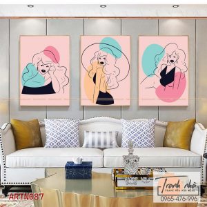 Bộ 3 tranh canvas Tối giản (Minimalism) - Cô gái hiện đại - ARTN087
