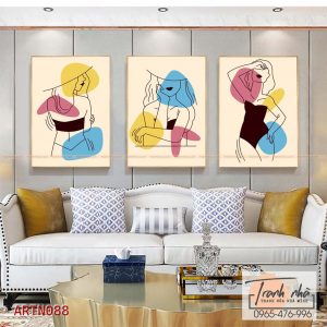 Bộ 3 tranh canvas Tối giản (Minimalism) - Cô gái - ARTN088