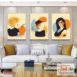 Bộ 3 tranh canvas Tối giản (Minimalism) - Cô gái hiện đại - ARTN090