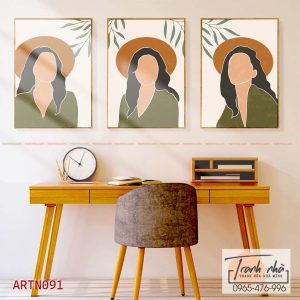 Bộ 3 tranh canvas Tối giản (Minimalism) - Cô gái - ARTN091