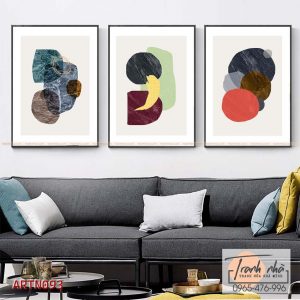 Bộ 3 tranh canvas Trừu tượng (Abstract) - Màu sắc - ARTN093