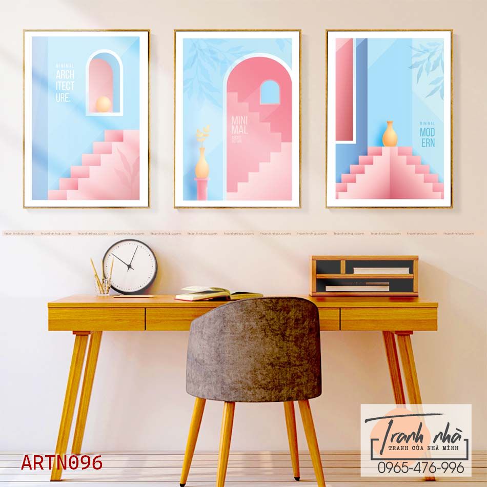 Bộ 3 tranh canvas Tối giản (Minimalism) - Bậc thang - ARTN096