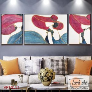 Bộ 3 tranh canvas Tối giản (Minimalism) - Cô gái - ARTN111