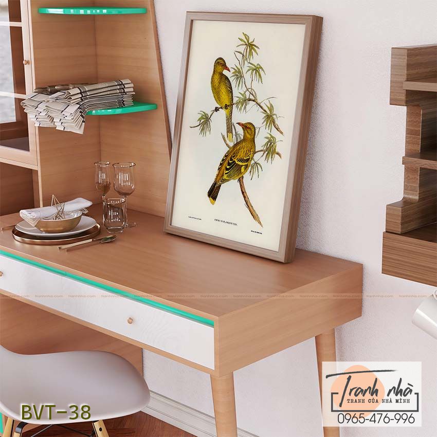 Tranh canvas vintage - Vàng anh (Oriolus flavocinctus) - BVT-38 - Ảnh 2