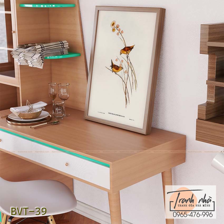 Tranh canvas vintage - Chim di (Donacola flaviprymna, Gould) - BVT-39 - Ảnh 2