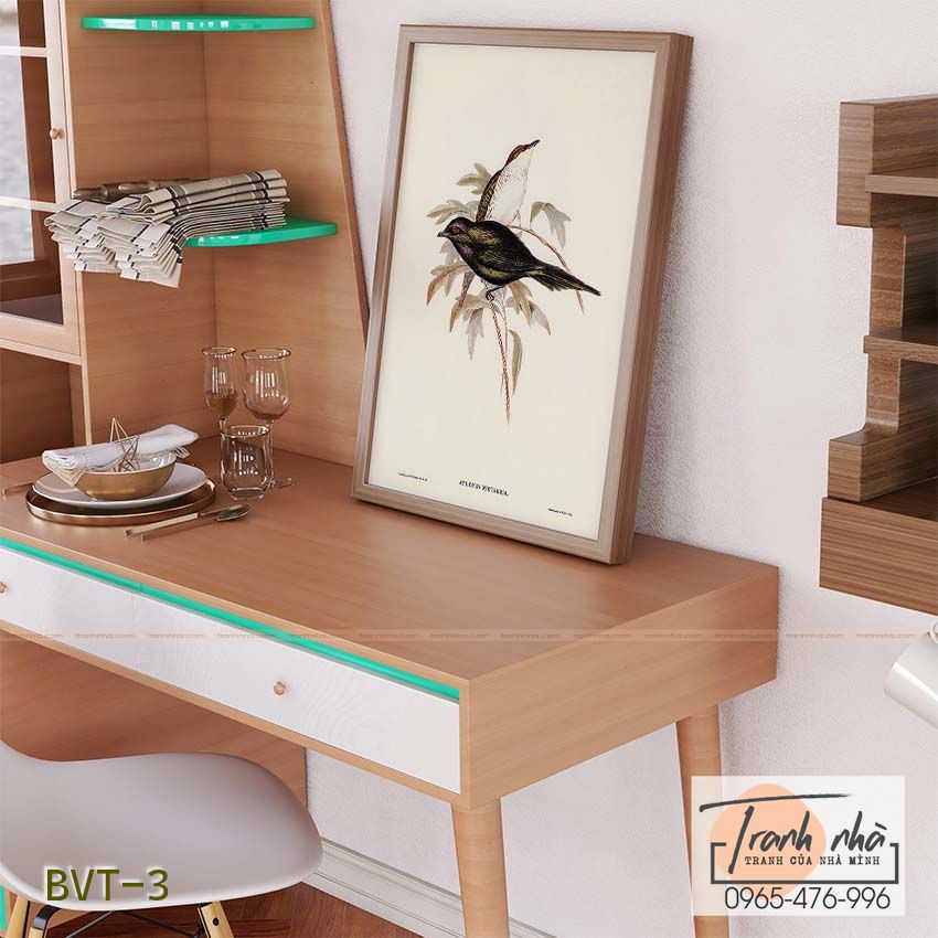 Tranh canvas vintage - Sáo Thái Bình Dương (Aplonis metallica) - BVT-3 - Ảnh 2