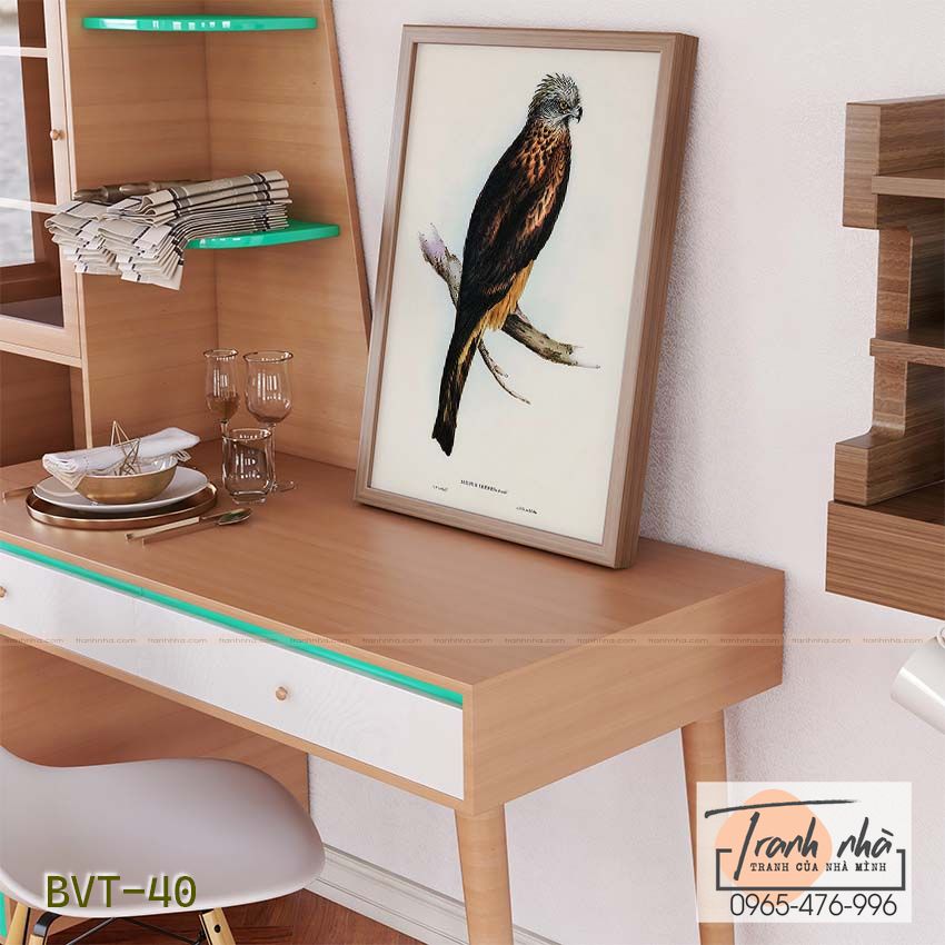 Tranh canvas vintage - Diều đuôi vuông (Milvus insures) - BVT-40 - Ảnh 2