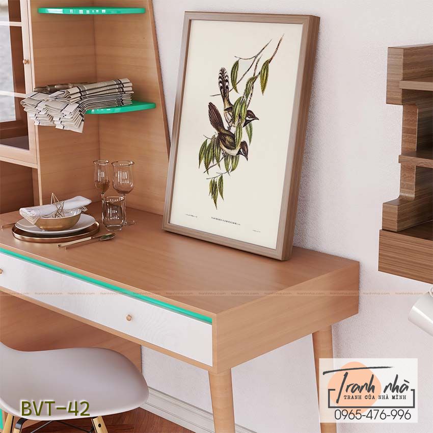 Tranh canvas vintage - Phường chèo vai trắng (Campephaga humeralis) - BVT-42 - Ảnh 2