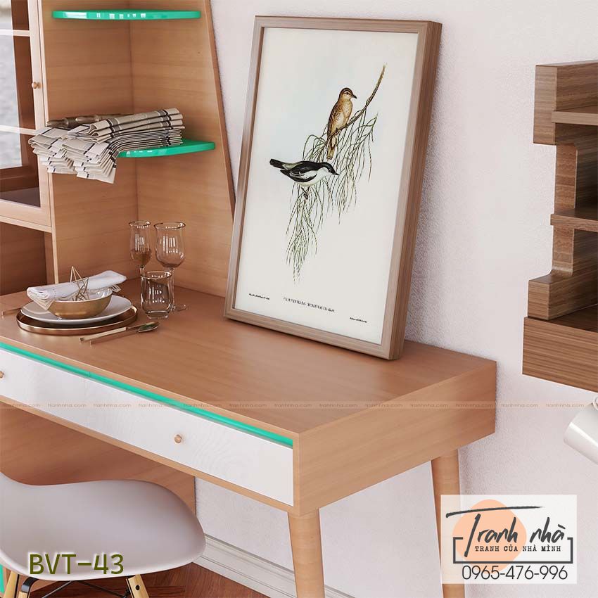 Tranh canvas vintage - Chim sẻ (Psophodes nigrogularis) - BVT-43 - Ảnh 2