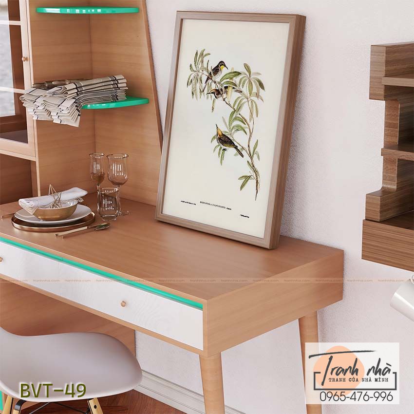 Tranh canvas vintage - Chim ăn mật (Glyciphila fulvifrons) - BVT-49 - Ảnh 2