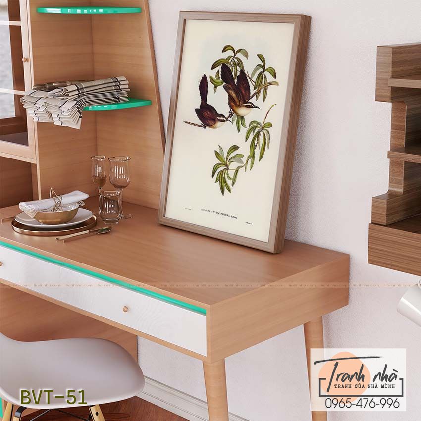 Tranh canvas vintage - Họa mi đất mày trắng (Pomatorhinus superciliosus) - BVT-51 - Ảnh 2