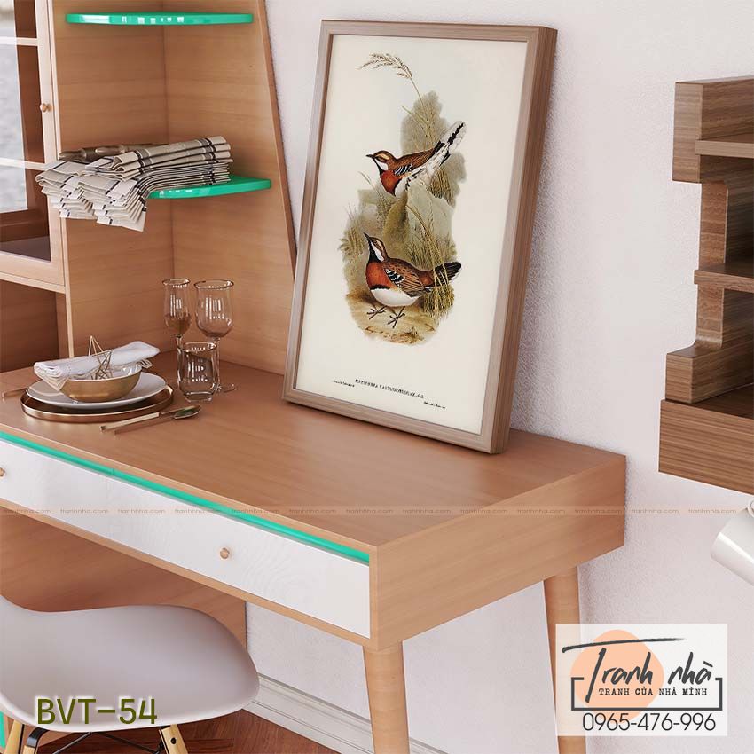 Tranh canvas vintage - Chim sẻ (Cinclosoma castaneothorax) - BVT-54 - Ảnh 2