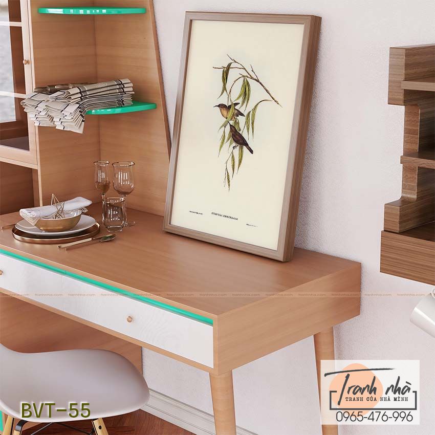 Tranh canvas vintage - Chim ăn mật (Myzomela obscura) - BVT-55 - Ảnh 2
