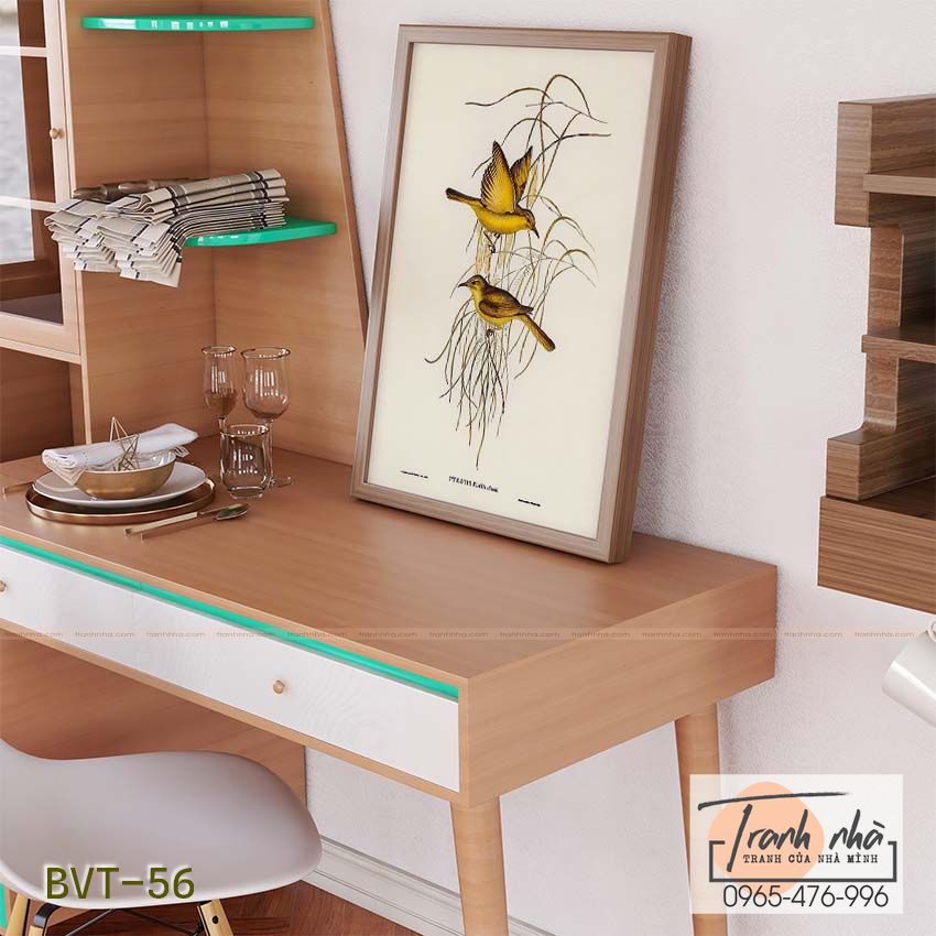 Tranh canvas vintage - Chim ăn mật (Ptilotis flava) - BVT-56 - Ảnh 2