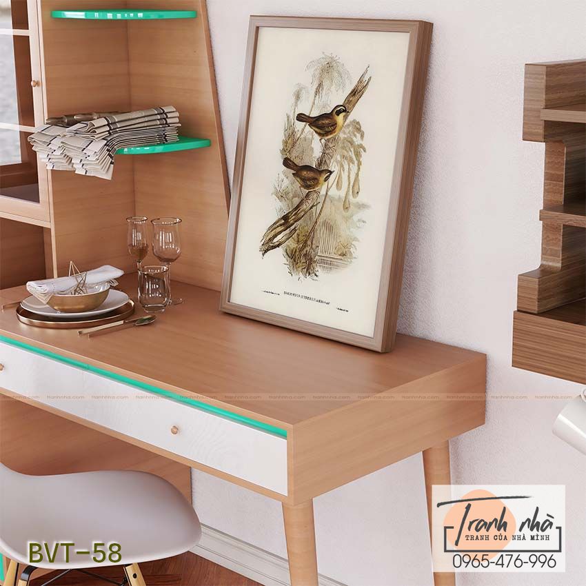 Tranh canvas vintage - Chim sẻ (Sericornis citreogularis) - BVT-58 - Ảnh 2