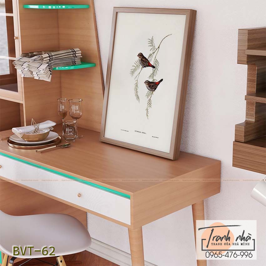 Tranh canvas vintage - Chim di mỏ sáp (Estrilda) - BVT-62 - Ảnh 2