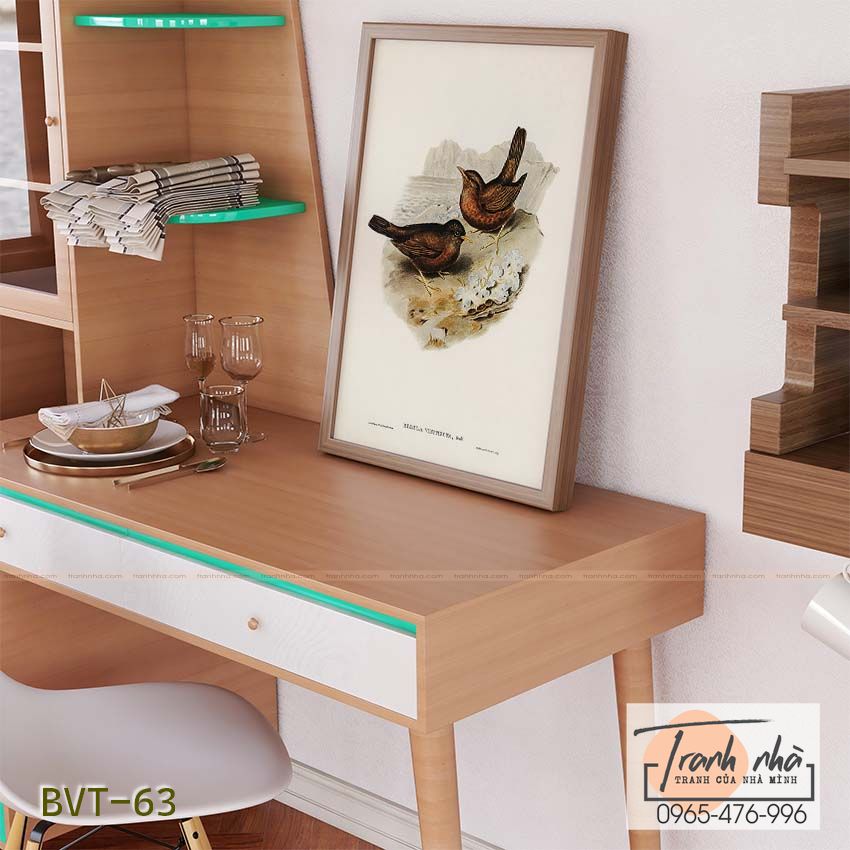 Tranh canvas vintage - Chim sẻ (Merula vinitincta) - BVT-63 - Ảnh 2