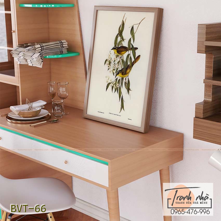 Tranh canvas vintage - Chim ăn mật (Ptilotis cratitius) - BVT-66 - Ảnh 2