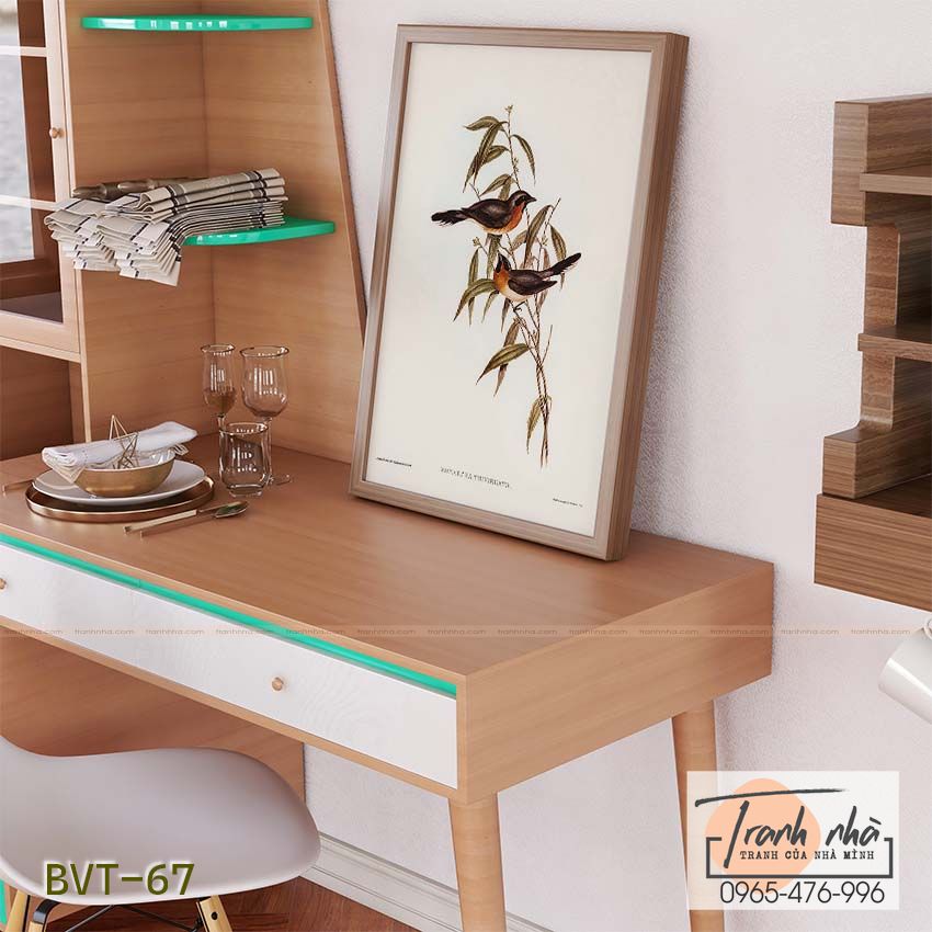 Tranh canvas vintage - Đớp ruồi (Monarcha trivirgata) - BVT-67 - Ảnh 2