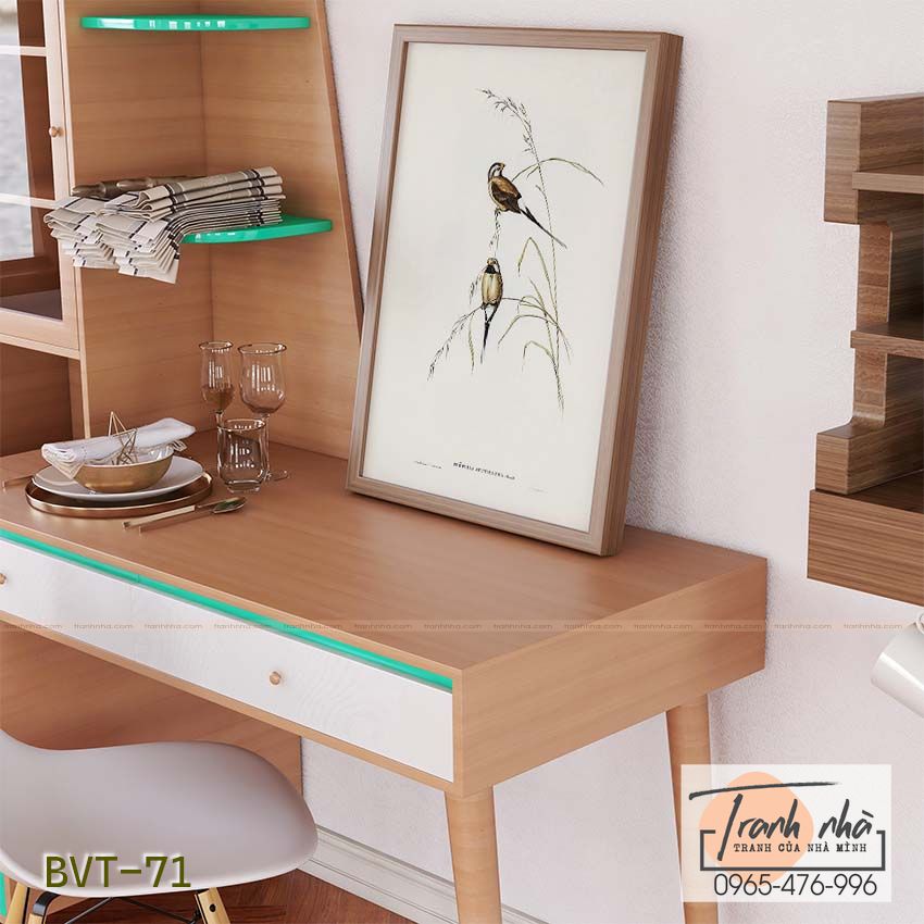 Tranh canvas vintage - Chim long cơ (Poephila acuticauda) - BVT-71 - Ảnh 2