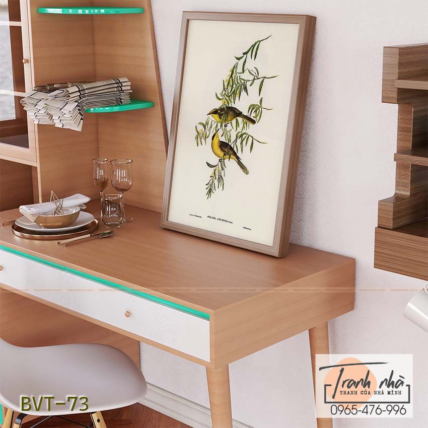 Tranh canvas vintage - Chim ăn mật (Ptilotis auricomis) - BVT-73 - Ảnh 2