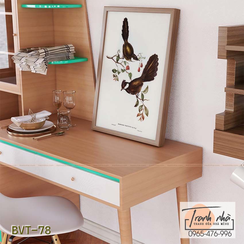 Tranh canvas vintage - Chim sẻ (Psophodes crepitans) - BVT-78 - Ảnh 2