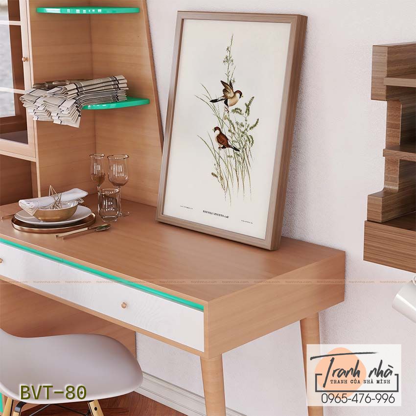 Tranh canvas vintage - Chim di (Poephila leucotis) - BVT-80 - Ảnh 2