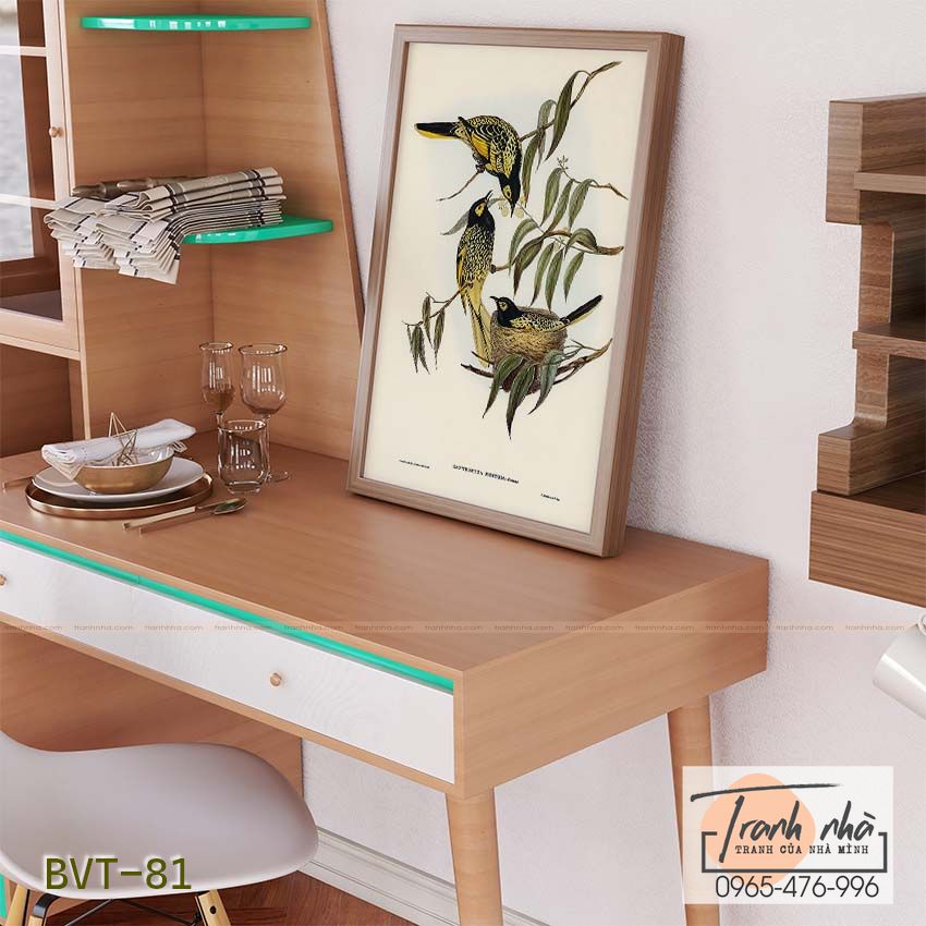 Tranh canvas vintage - Chim ăn mật (Zanthomyza Phrygia) - BVT-81 - Ảnh 2